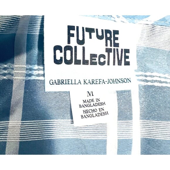 NEW Future Collective Womens Cornflower Blue 3/4 Sleeve Blouse Medium Msrp$30 - Picture 3 of 3
